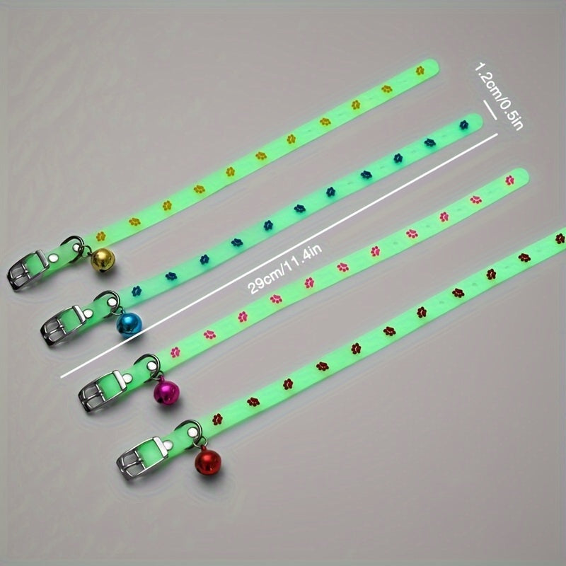 Luminous Pet Collar with Bell for Small Dogs and Cats Silicone Cartoon Adjustable Safe Night Visibility