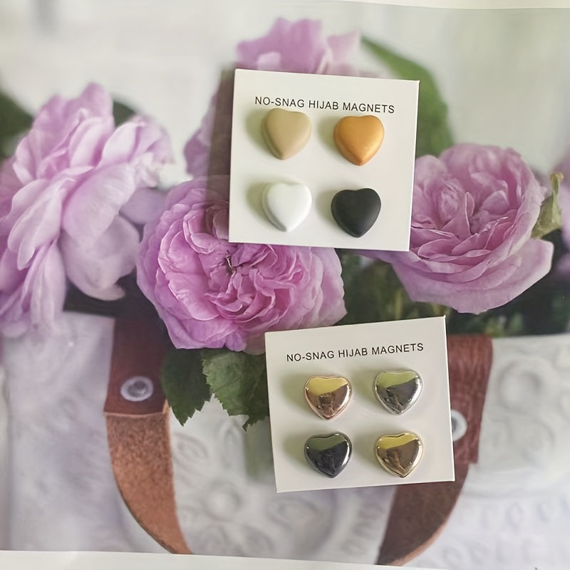 Set of 4 Minimalist Silver Hijab Magnets for Scarves and Shawls