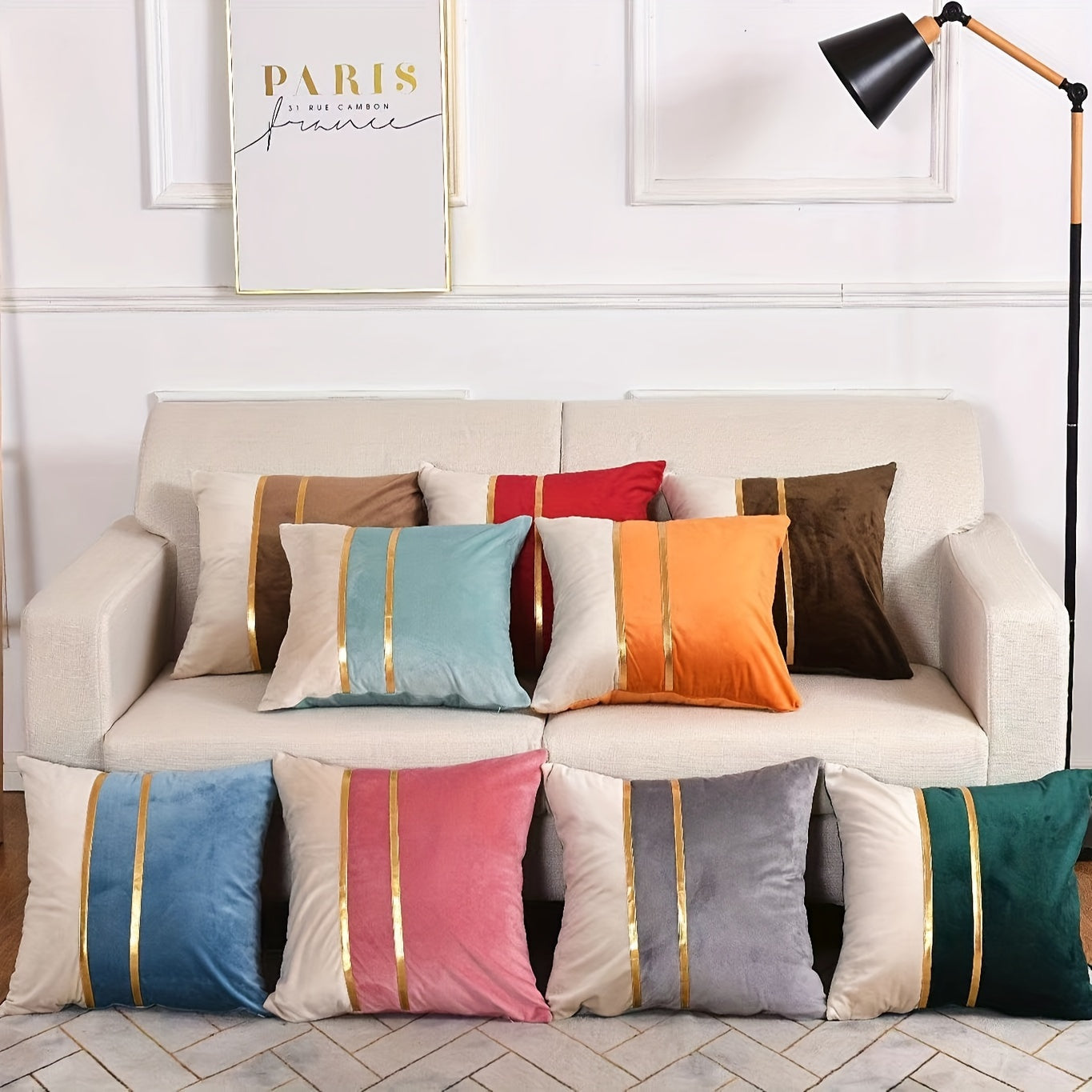 Золотистый бархатный квадратный чехол для подушки с тиснением - мягкий и роскошный, подходит для декора дома, спальни, автомобиля и гостиной (в комплект не входит наполнитель для подушки) - 2 штуки