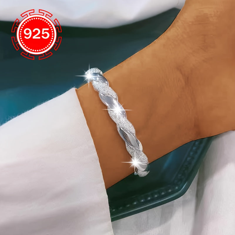 Hypoallergenic 925 Silver ochiq bangil bangle taqinchoq ayollar va qizlar uchun o'zaro bog'langan dizayn