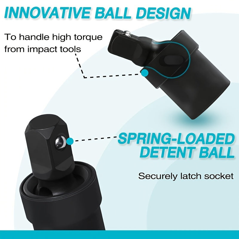 3-Piece Impact Joint Set 1/4 3/8 1/2 Inch Drive CR-MO Steel Swivel