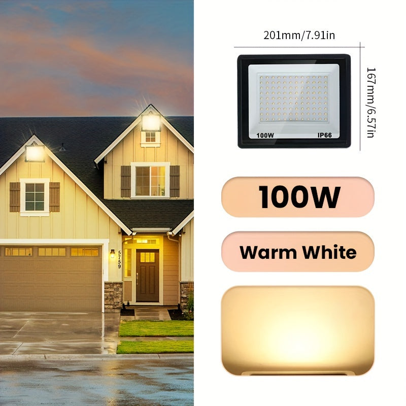 Aluminum LED Floodlight Outdoor Garden Playground Wall Ceiling 10-300W Black