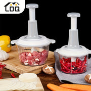 50.72oz Manual Food Processor Stainless Steel Vegetable Garlic Meat Crusher for Home Camping
