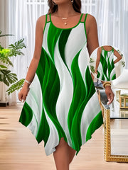 Vestido de mujer con dobladillo asimétrico, poliéster elástico y spandex, para todas las estaciones, casual a elegante