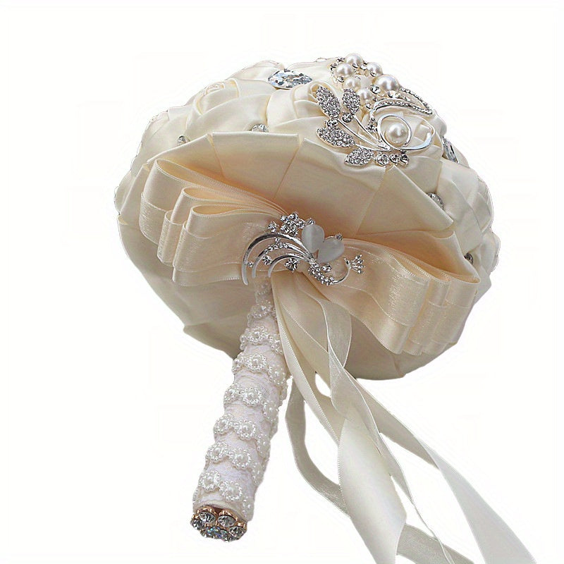 Satin Wedding Bouquet for European and American Brides with Ribbon Finish