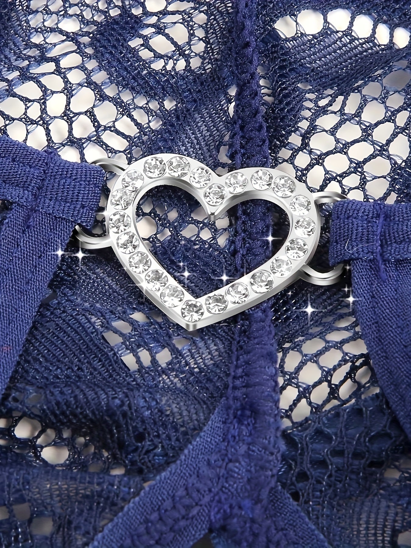 Plus Size Lace Bodysuit Women's Crotchless Halter Teddy with Rhinestones