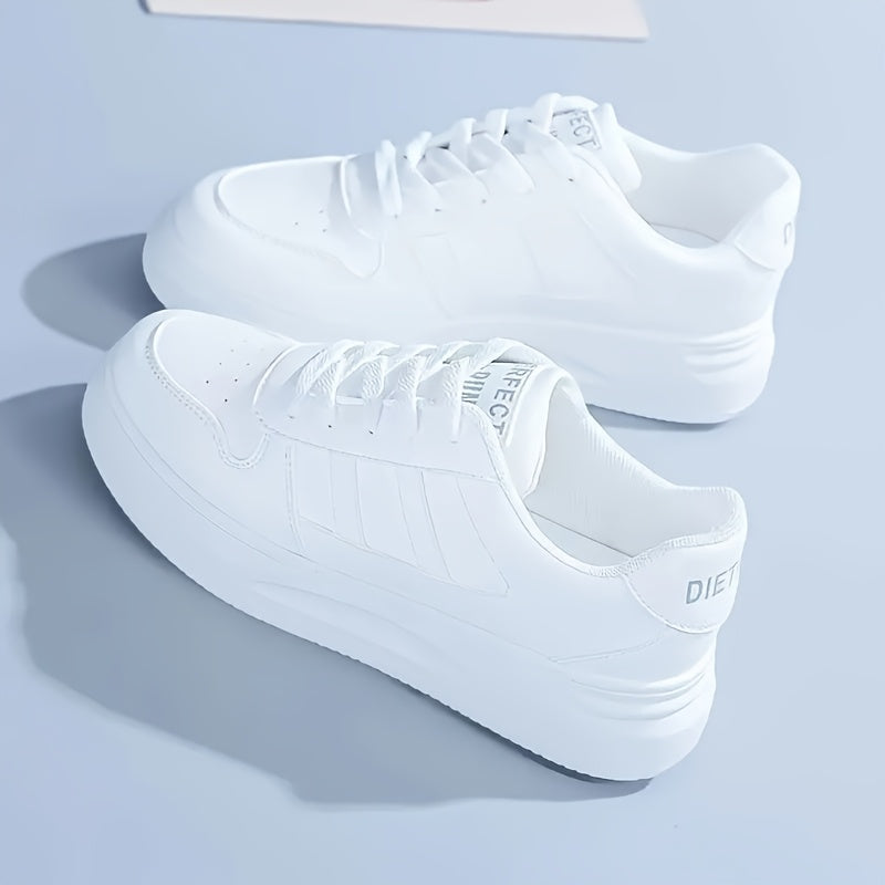 Plus Size White Low-Top Sneakers for Women Casual All-Season