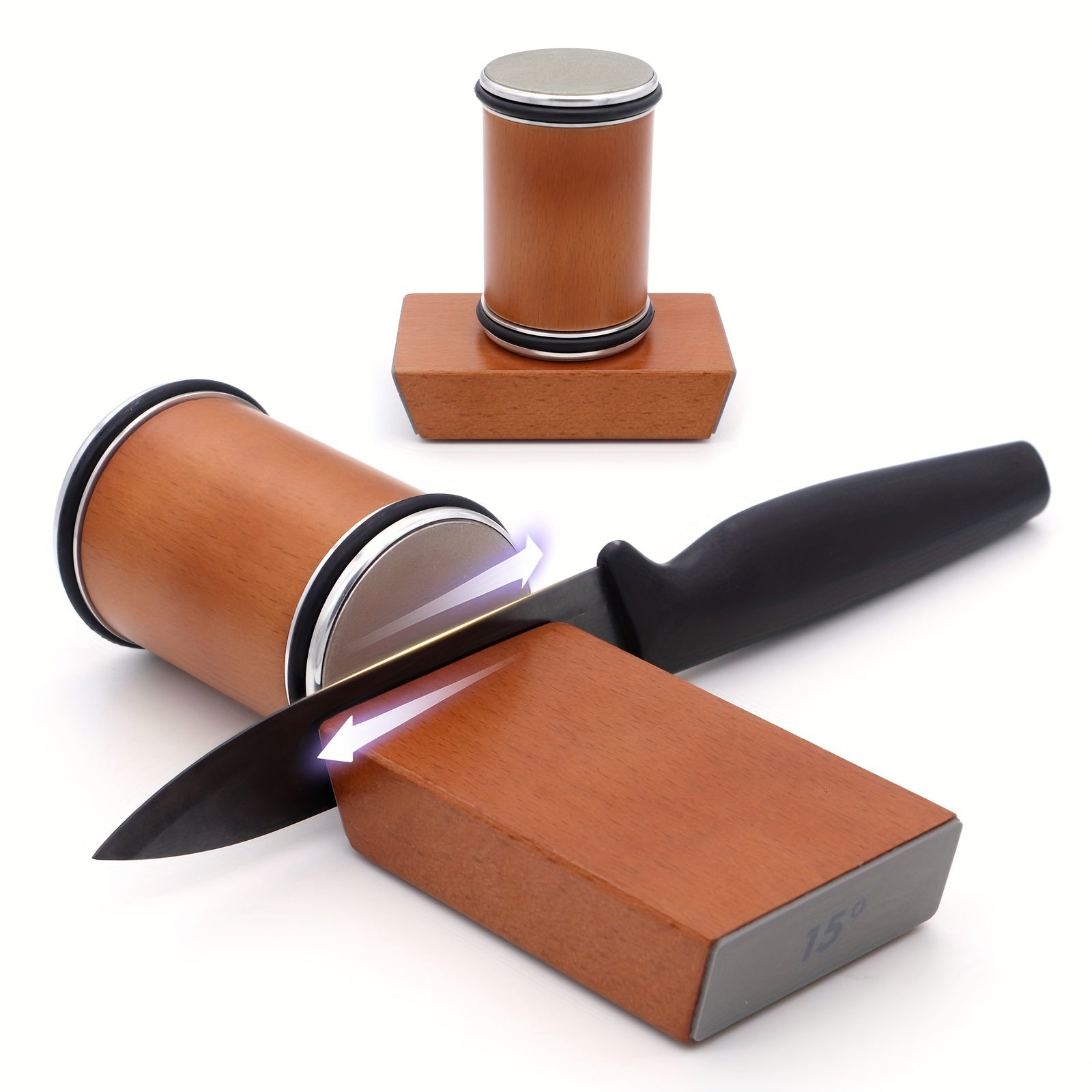 Kitchen Knife Sharpener with Magnetic Absorption 2-Stage Diamond and Ceramic Discs
