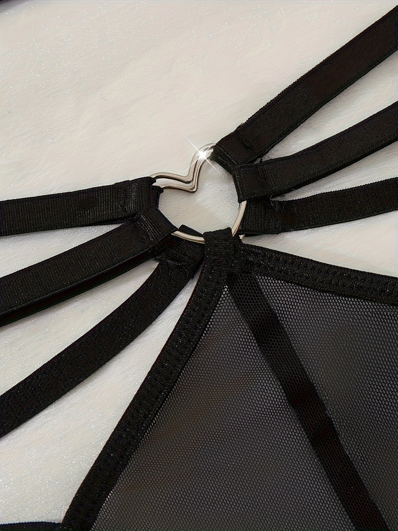 Women's Strapless Backless Lingerie Set with Paneled Design and Hollow Bra