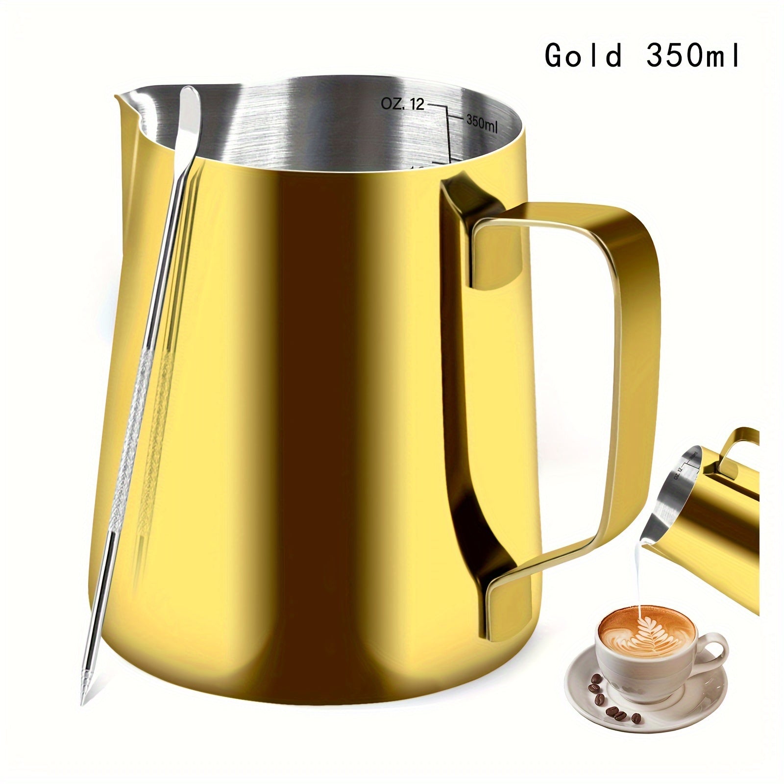 Taza de café de acero inoxidable de 20oz con espumador de leche y aguja para flor de extracción