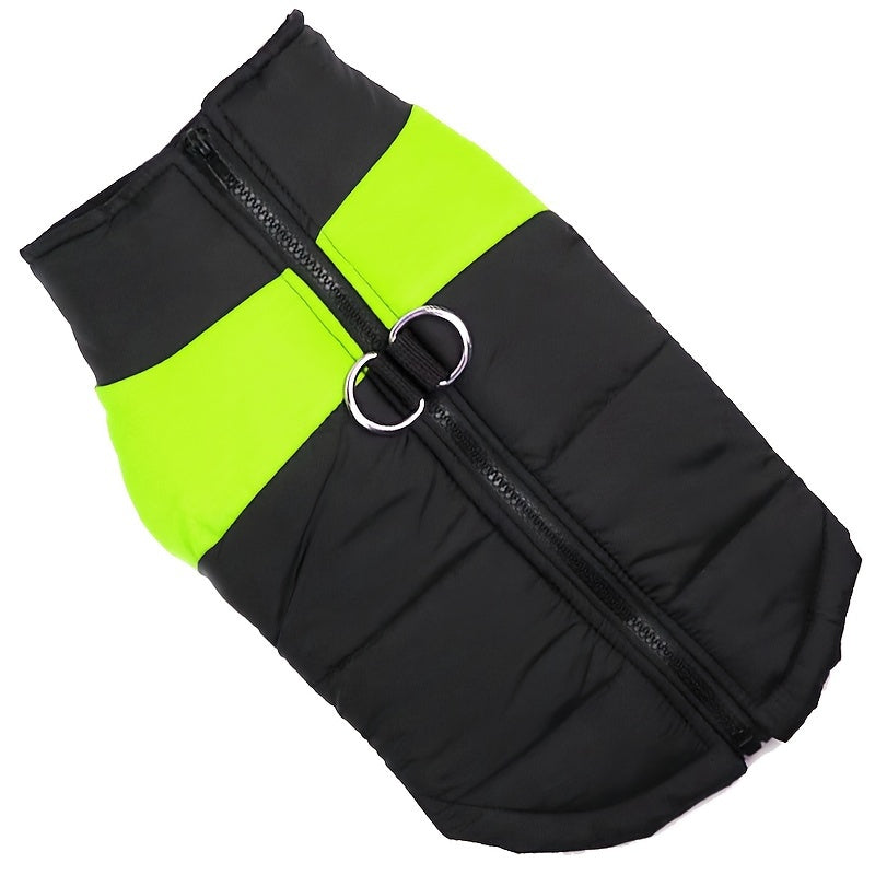 Waterproof Winter Dog Jacket with Zipper and Leash Loop for Small to Large Breeds