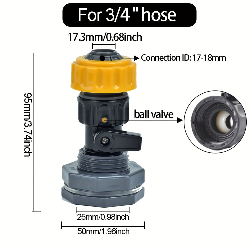 3/4 Inch Plastic Garden Hose Fitting Rain Barrel Overflow Kit with Seal Gasket