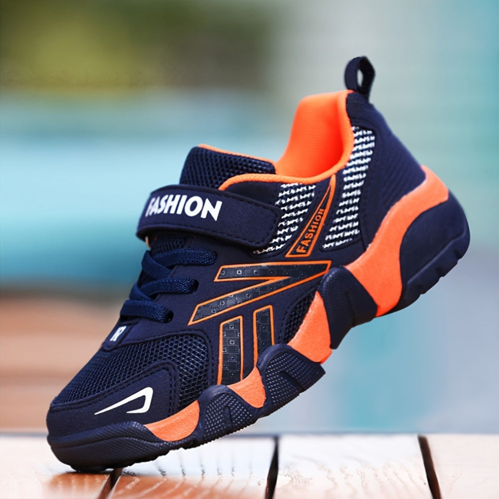 Kids Boys and Toddlers Sporty Sneakers Breathable Fabric Rubber Sole Adjustable Fastener