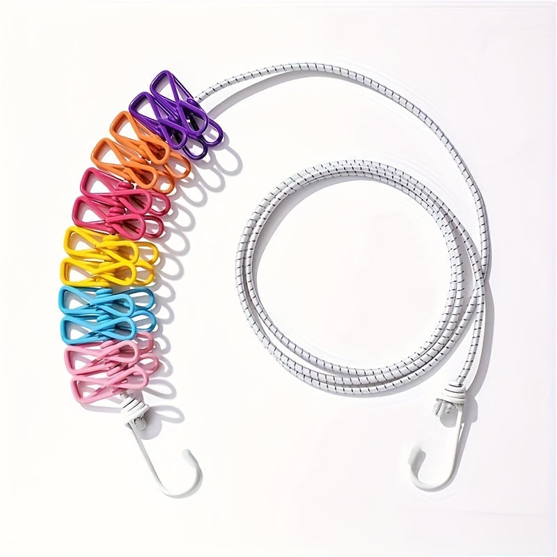 Portable Clothesline with 12 Clothespins Indoor Outdoor Drying Rope