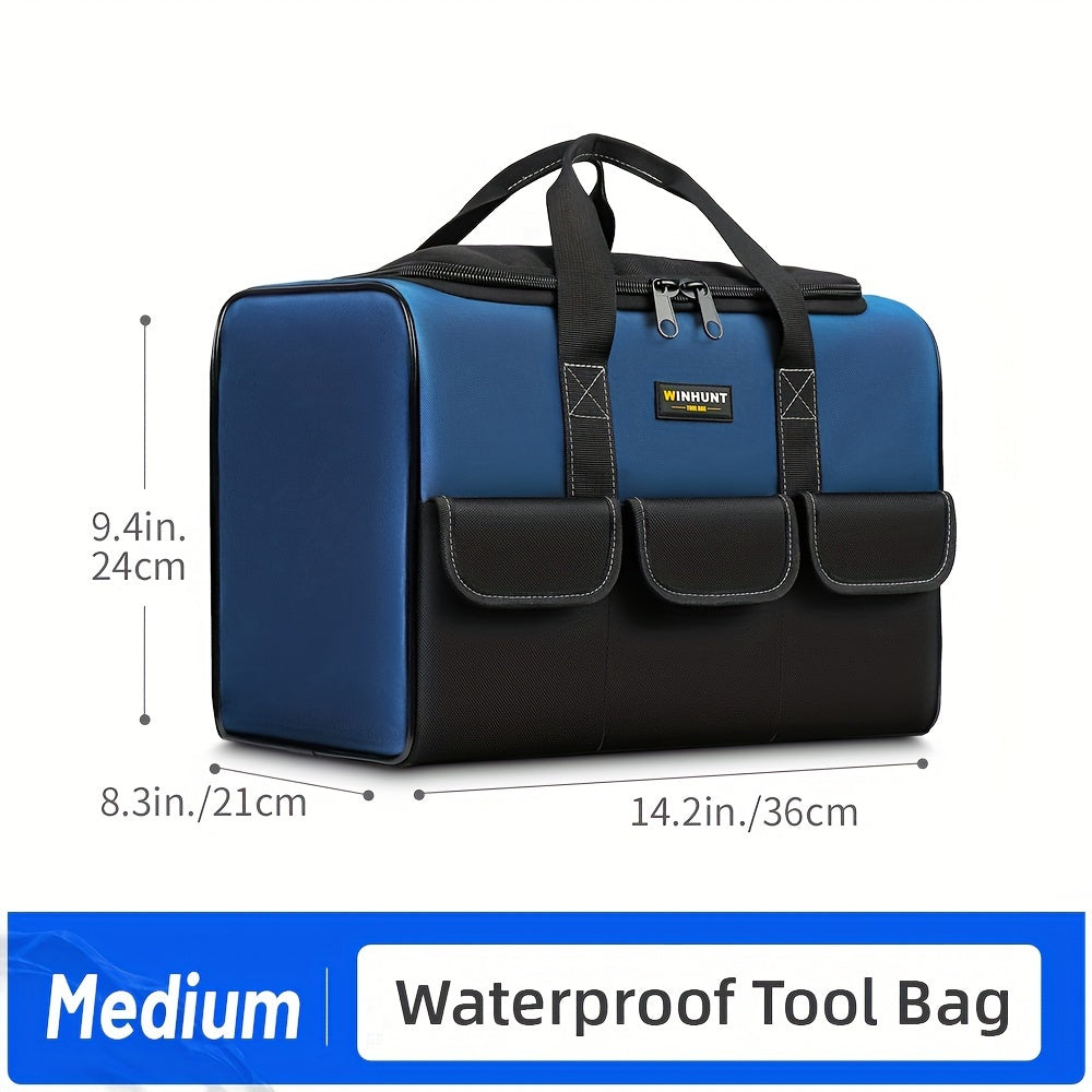 Men's Polyester Wide Mouth Tool Bag with Inside Pockets for Easy Storage and Organization