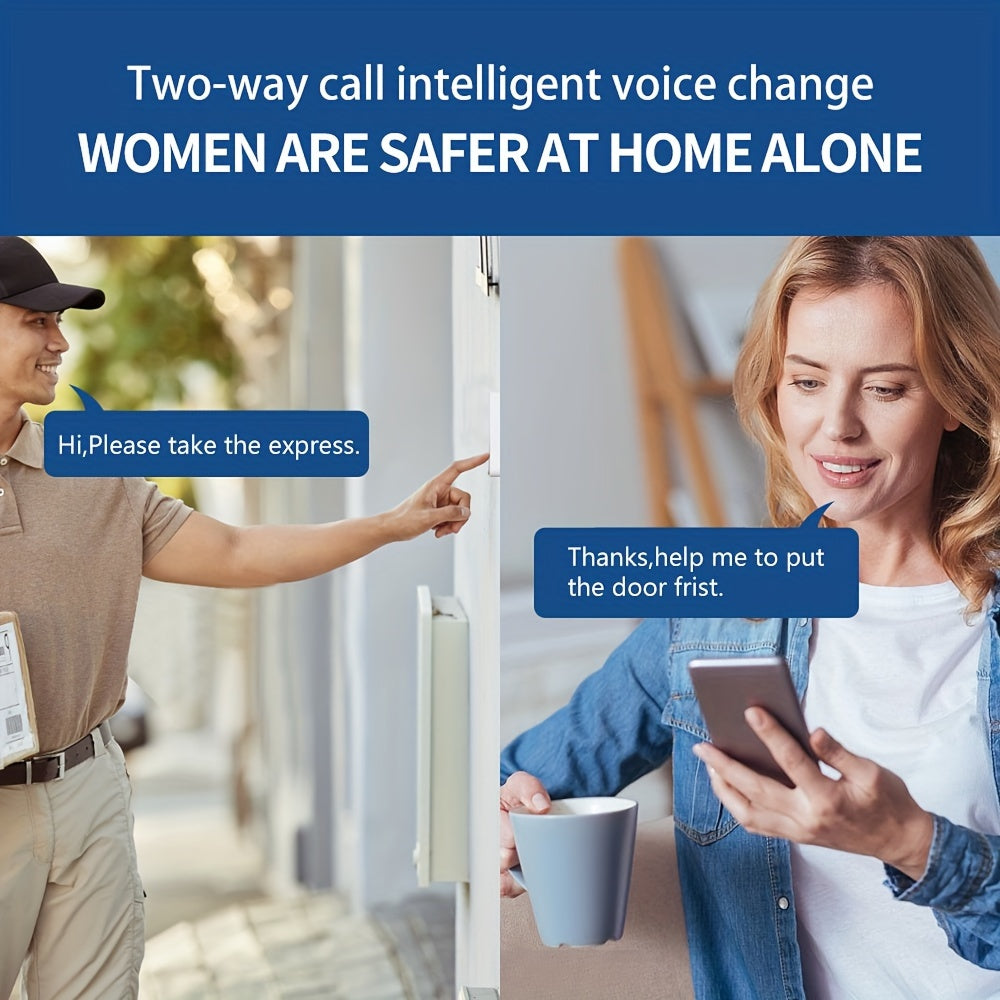 1 шт. Умный визуальный видеодомофон с камерой и двусторонним аудио, беспроводной и управляемый через приложение, ночное видение, питание от USB, перезаряжаемая батарея, поддержка Wi-Fi, для внутреннего/внешнего использования - 2 цвета