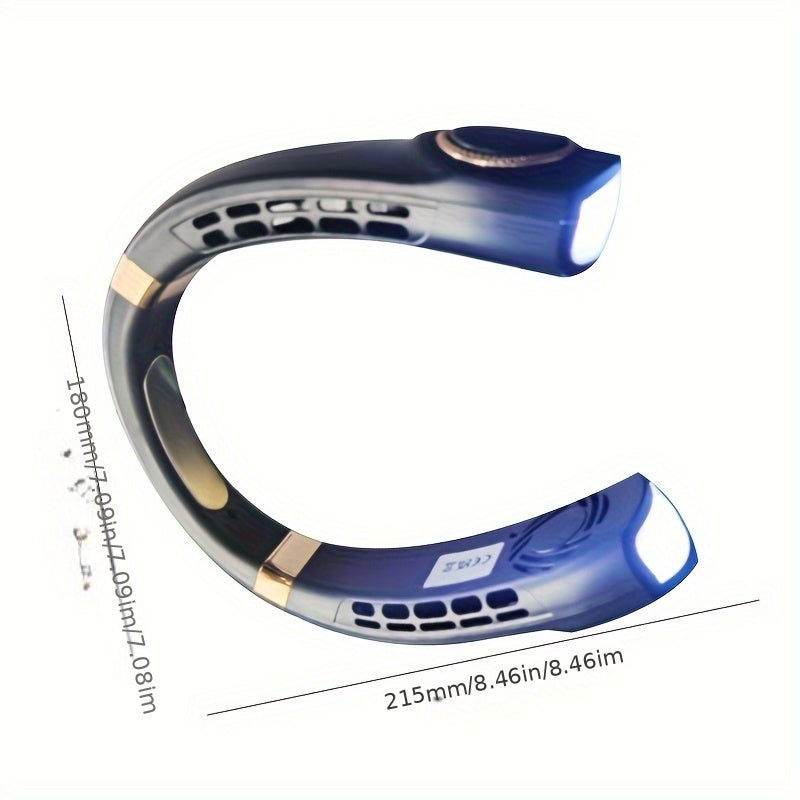 Portable Neck Fan 5-Speed Adjustable USB Rechargeable for Sports Travel Summer