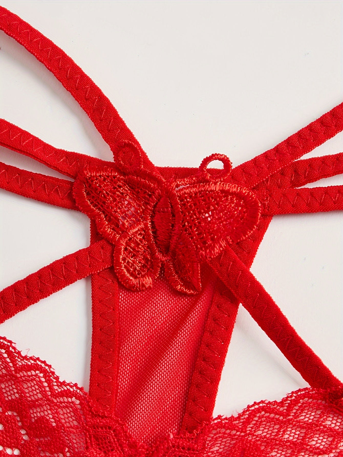 Women's Lace Thong Panties with Breathable Nylon Elastane Blend and Cross Detail