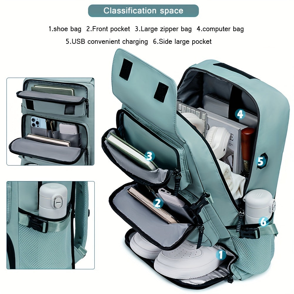 Hiking Backpack for Men and Women with Shoe Compartment USB Charging 17-Inch Laptop Water-Resistant Casual