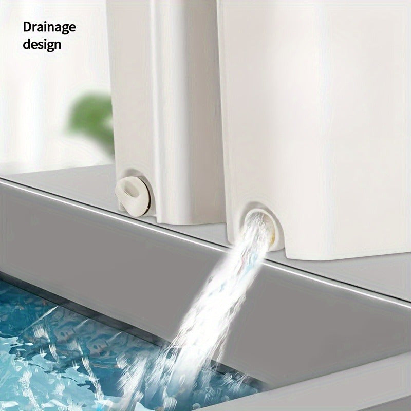 Ikkita mikroto'lqinli pad bilan moslashuvchan aylanuvchi oson tozalanadigan tekis mopu va chelak to'plami - nam va quruq foydalanish uchun mos, oshxona, hammom, yashash xonasi uchun samarali tozalash