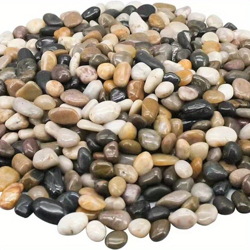 500g Natural Stone Pebbles for Aquarium Garden Landscaping White Black Brown Gray