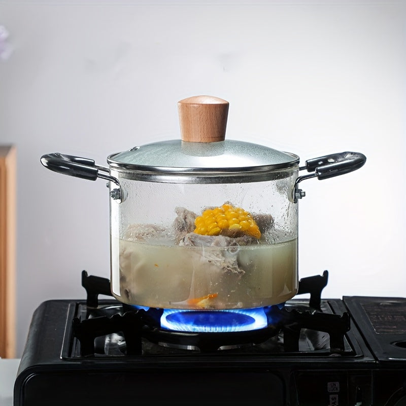 Glass Steamer Pot with High Capacity, Two Handles, See-Through Design