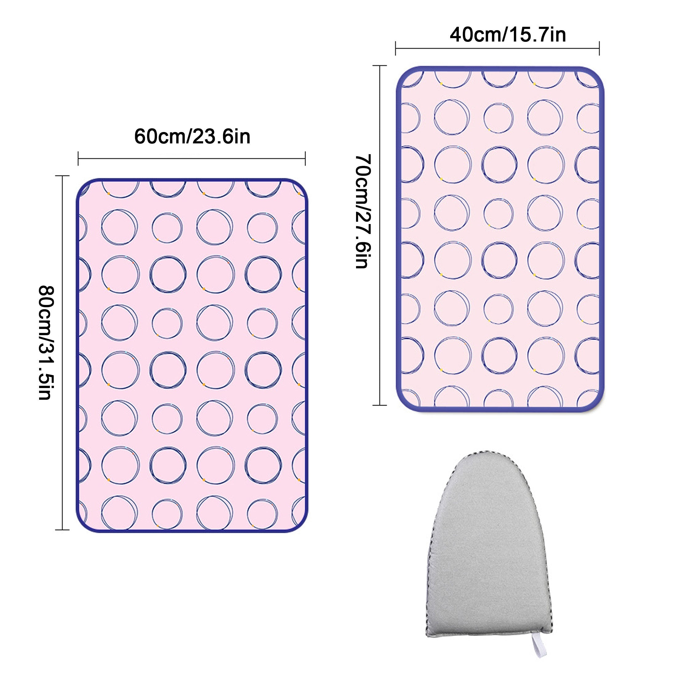 Set of 2 Foldable Ironing Mats and Handheld Board for Travel Dorm Home