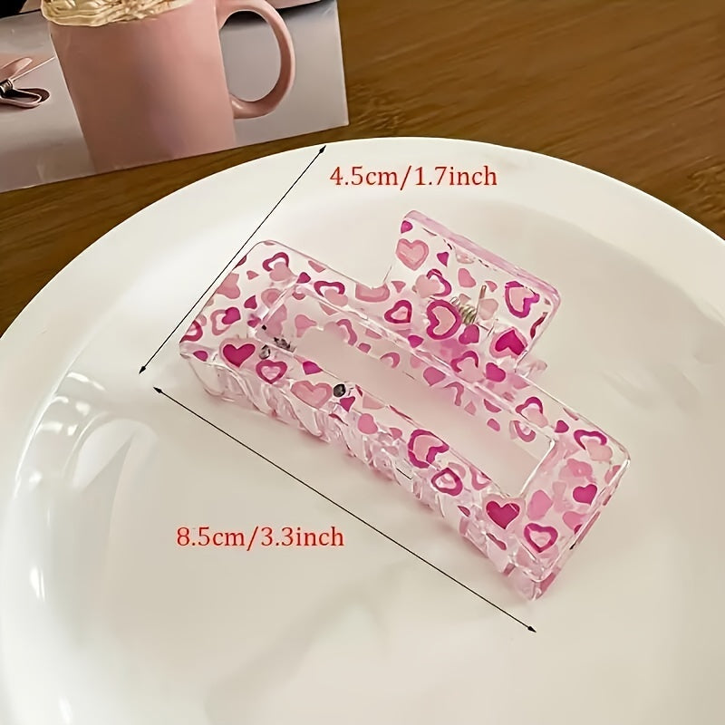 Set of 3 Cute Printed Hair Claw Clips Non-Slip Grip Strong Hold for Thin or Thick Hair
