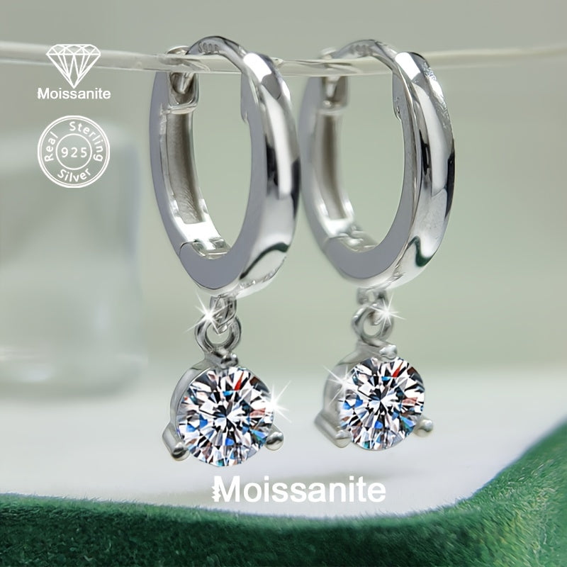 925 Silver Earrings with 1 Carat White Moissanite Stones for Gift and Daily Wear