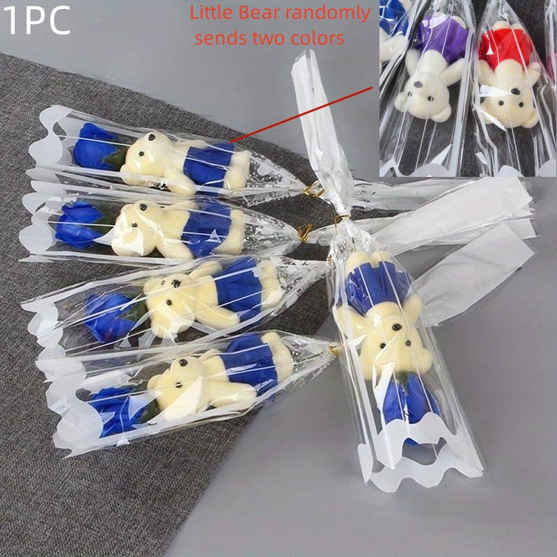 Sun'iy gul kompozitsiyasi, Valentin kuni sovg‘asi, ayiq bilan gulchambar, to‘y yoki uy bezatish uchun