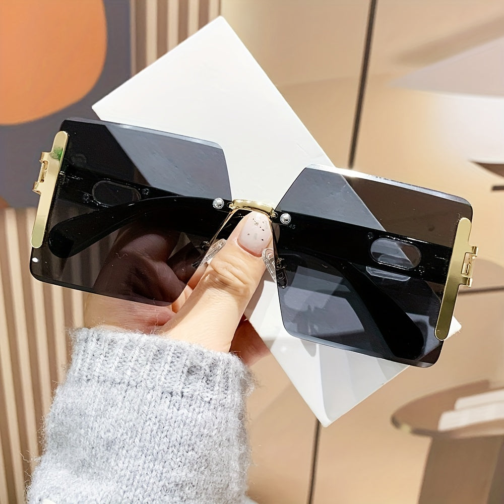 Oversized Square Rimless Sunglasses for Women and Men Summer Fashion Eyewear
