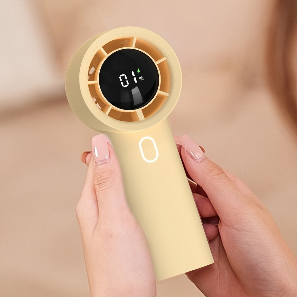 Портативный ручной вентилятор с цифровым дисплеем, турбо-режим высокой скорости, длительным временем работы от батареи