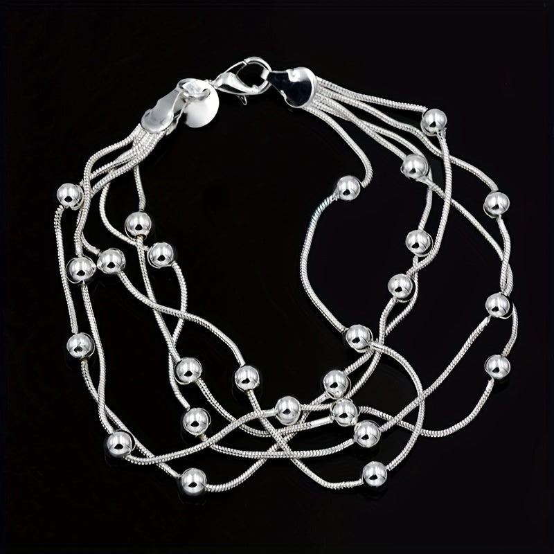 Women's Beaded Bracelet for Daily Wear, Delicate Five-Line Design