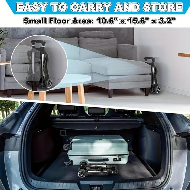 Black Folding Hand Truck Dolly with Rubber Wheels Lightweight Aluminum Luggage Cart