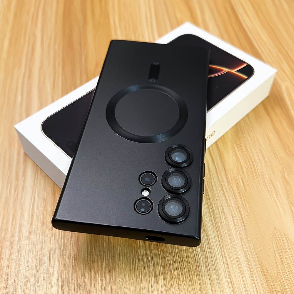 Magnetic Wireless Charging Case with Glass Protector for Samsung Galaxy S22 S23 S24 Ultra Plus