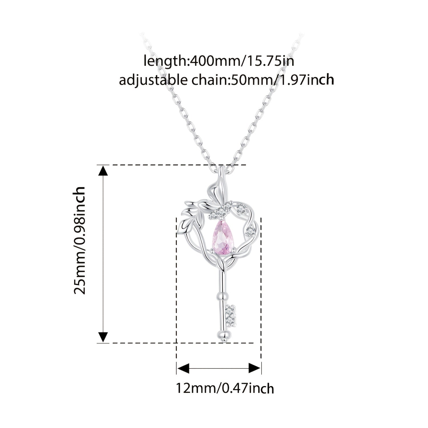 Ayollar uchun zamonaviy sevgi kalitini pandantli taqinchoq - 925 sterling kumushdan tayyorlangan, porloq kubik zirkoniya bilan, har kuni kiyish va sovg'a berish uchun ideal