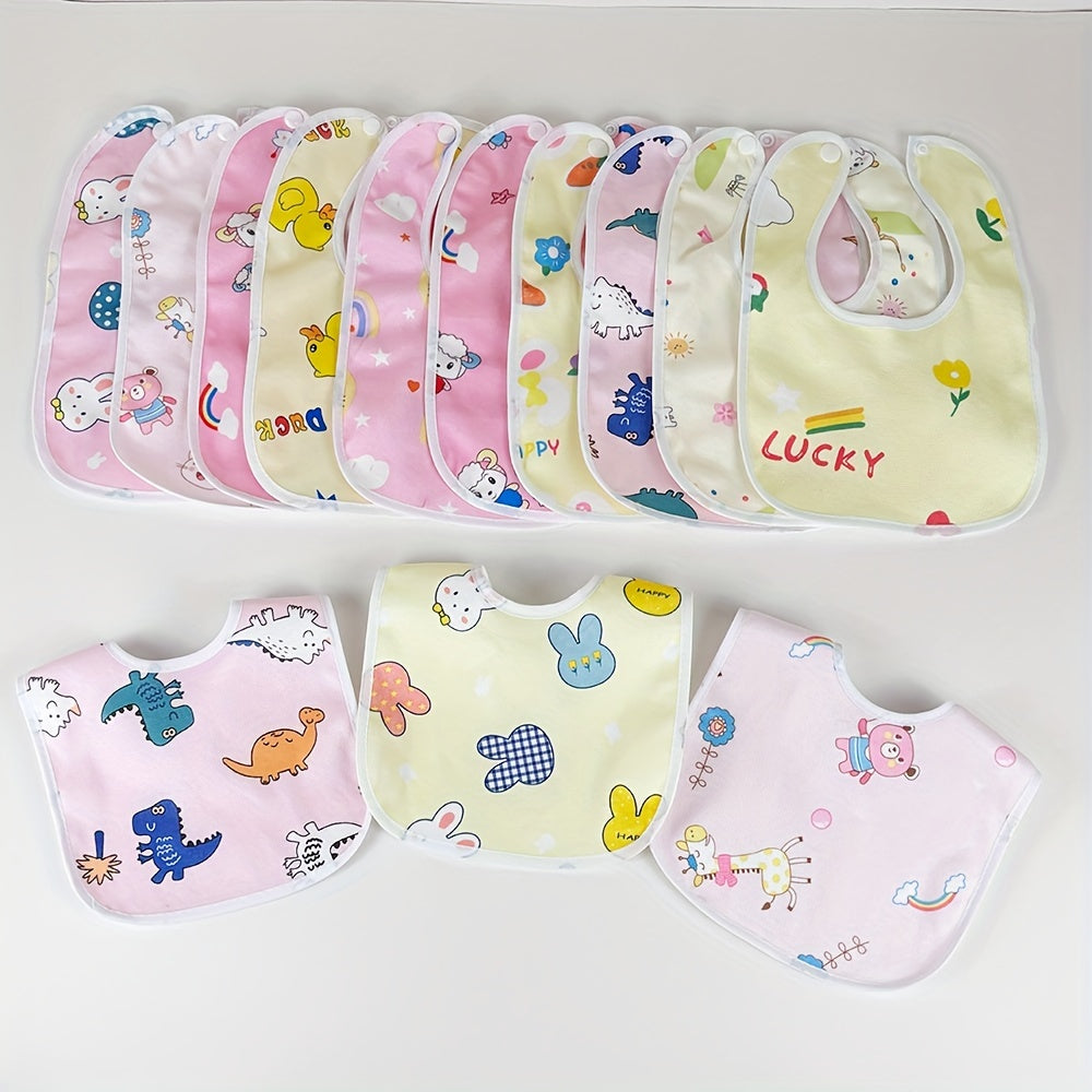 10-штук детских слюнявчиков водонепроницаемых кристальных бархатов с изображениями животных и космоса для чистого кормления