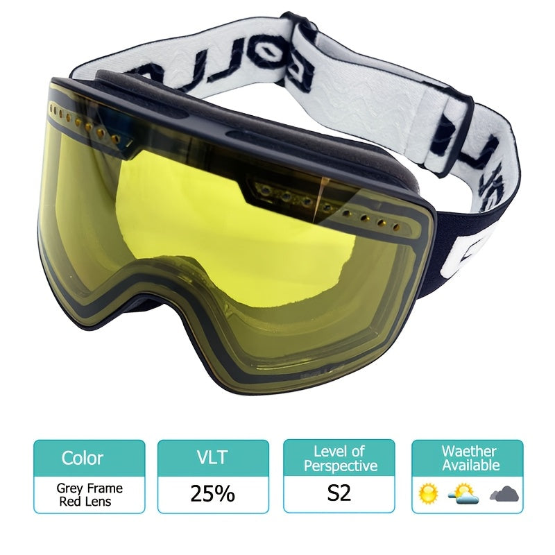 Adult Ski Goggles Mirrored Double Layer Lens TPU Frame for Snowboarding and Ice Skating