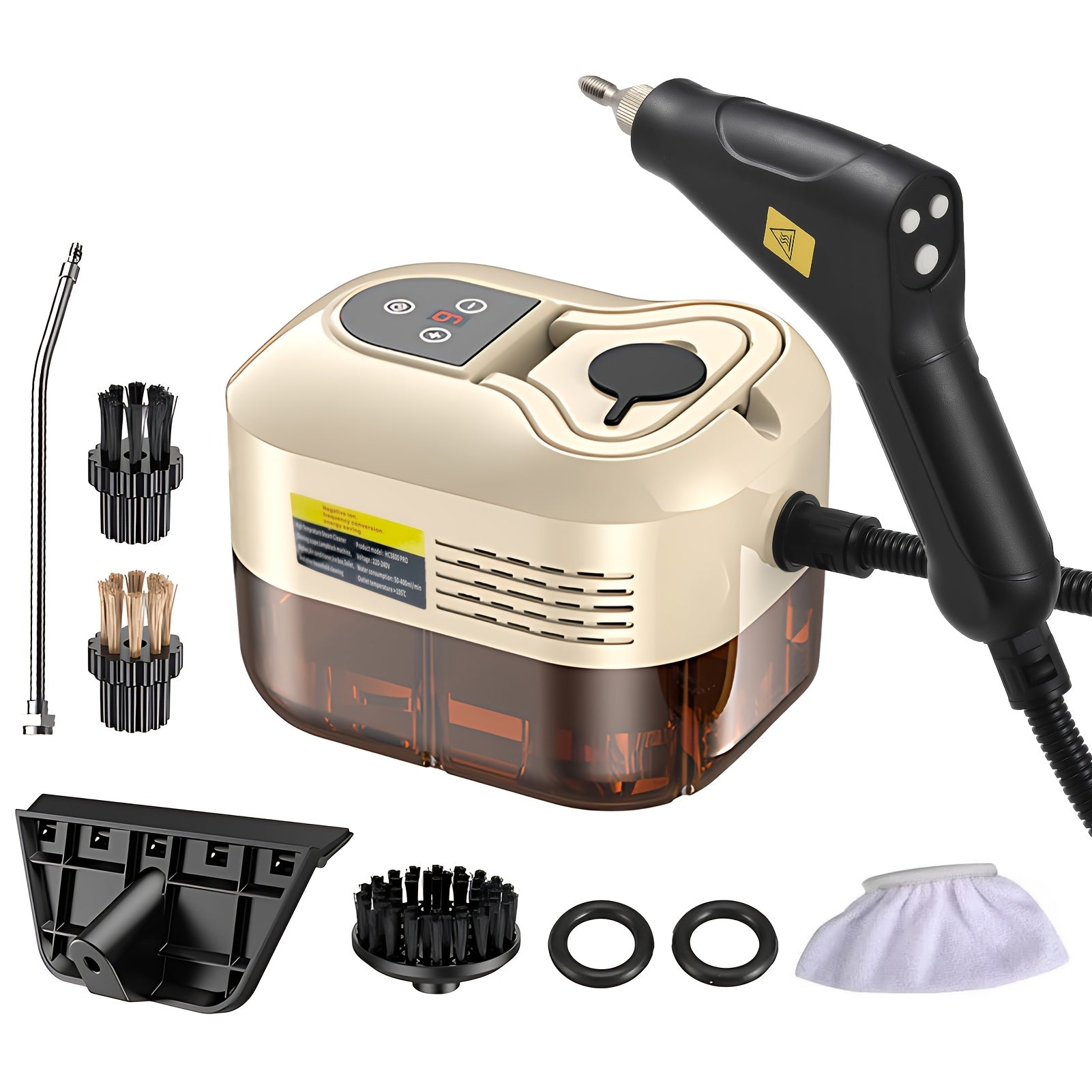 Handheld Steam Cleaner with Touch Screen, 6 Adjustable Levels, 105°C Deep Cleaning, 1200ml Water Tank, Includes 6 Accessories