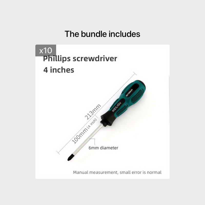 Magnetic Slotted Flat Head and Phillips Screwdriver Set, Non-Slip, 3-4 Inch