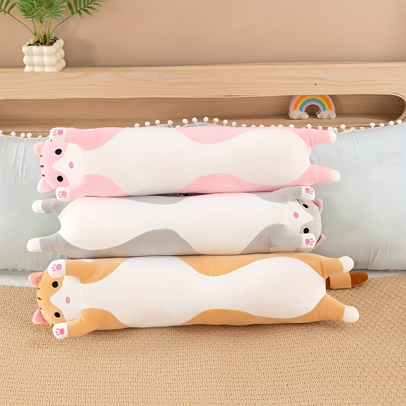 Подушка в форме кота 50/70 см, современный стиль плюшевой игрушки, домашний декор, подарок мультяшная плюшевая игрушка, гипоаллергенный полиэстер, машинная стирка, средняя жесткость, поддержка всего тела, портативная, вес ткани 100-120 г/м².