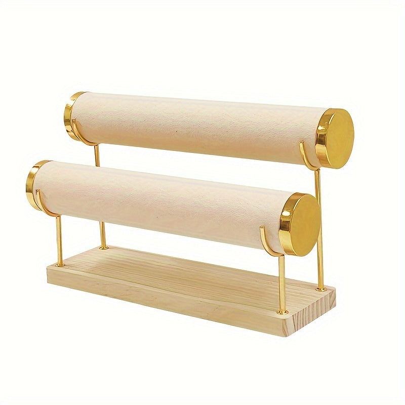 Bracelet Organizer with Removable Tiered Holder and Velvet Display Rack