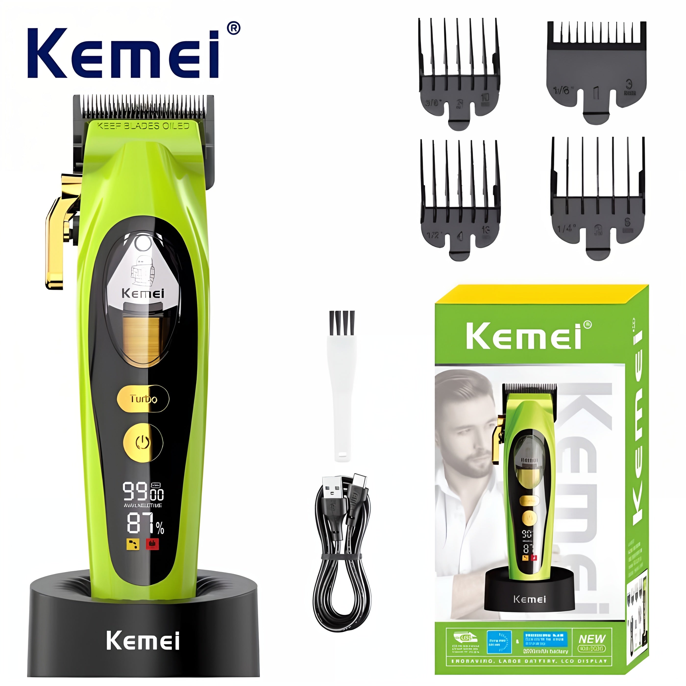 Cortapelos inalámbrico profesional con cuchillas DLC y motor de alta velocidad