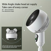 Digital Display Floor Fan with Remote Control Adjustable Height USB Powered Indoor Outdoor