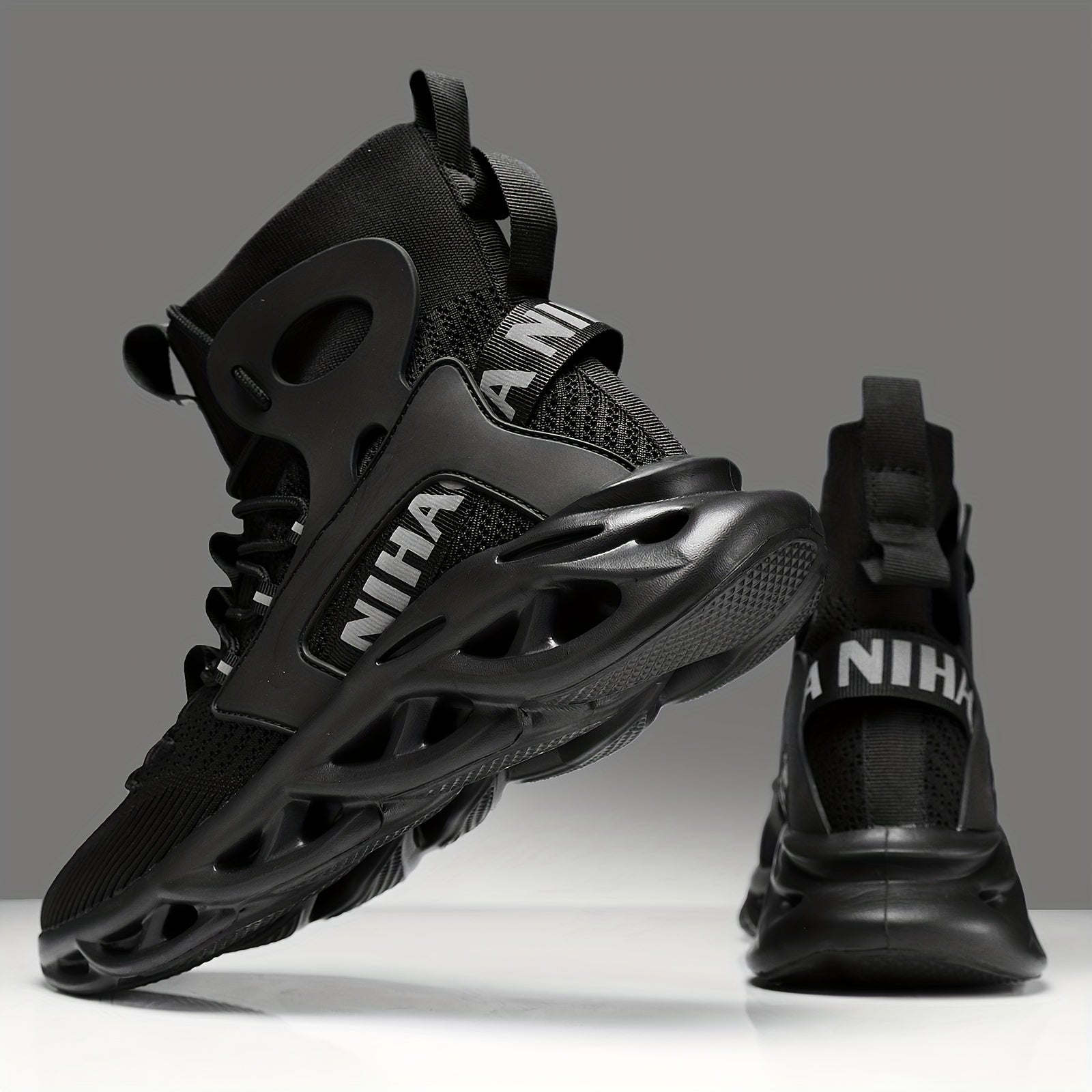 Men's Knitted High-Top Sneakers for Running Tennis and Gym Spring Summer