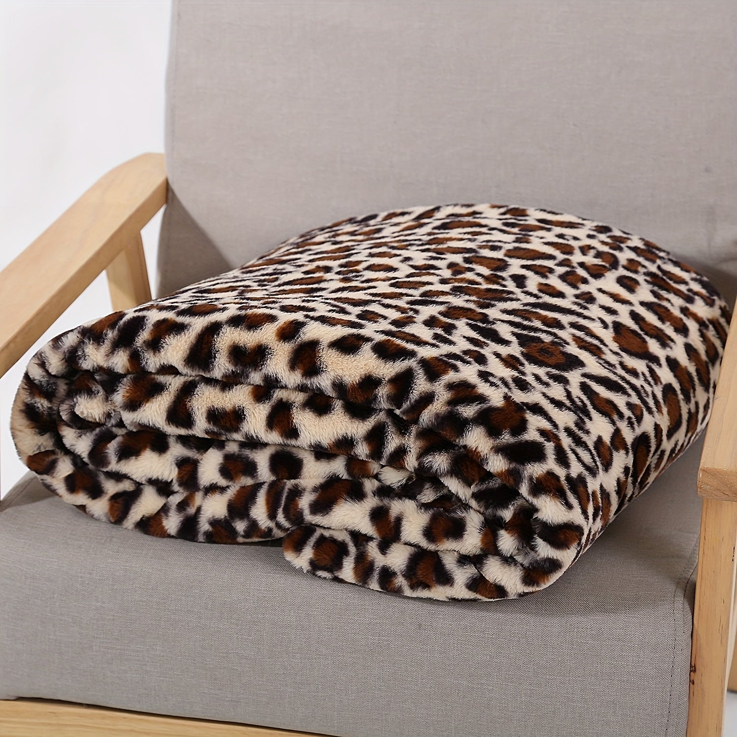 Manta de pelo sintético con estampado de leopardo, cálida y multiusos para sofá, cama o viajes