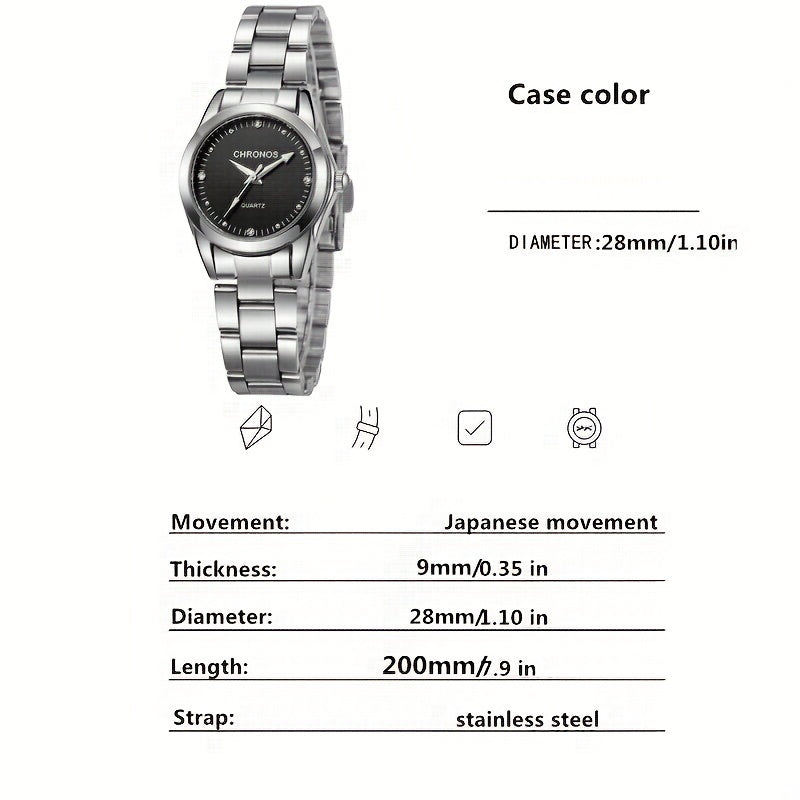 Women's Stainless Steel Watch with Calendar and Luminous Dial