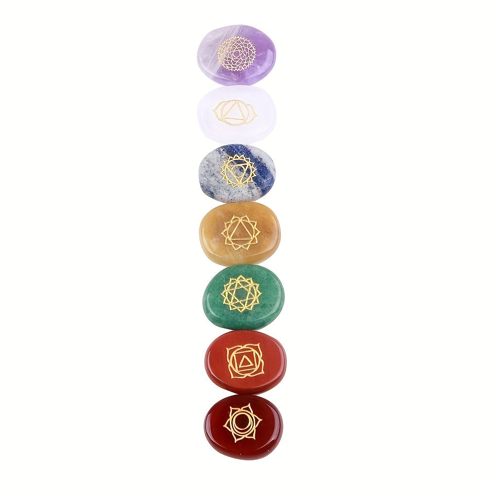 Set of 7 Chakra Energy Stones Natural Stone Gift for Meditation and Healing