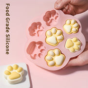Pink Silicone Paw Print Treat Mold 7 Cavities Non-Stick Food-Grade Baking