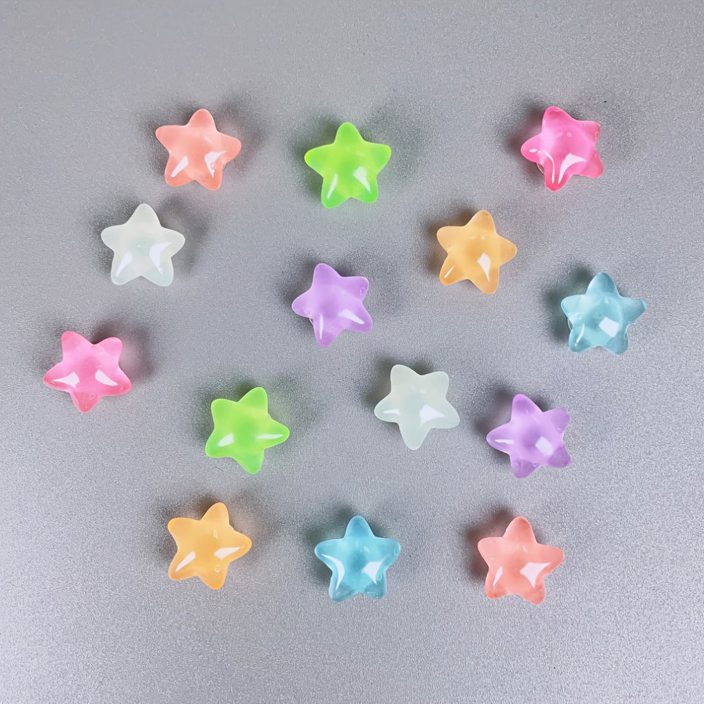 Unisex ABS Glow-in-the-Dark Five-Pointed Star Shoe Charm Set Colorful Wearable